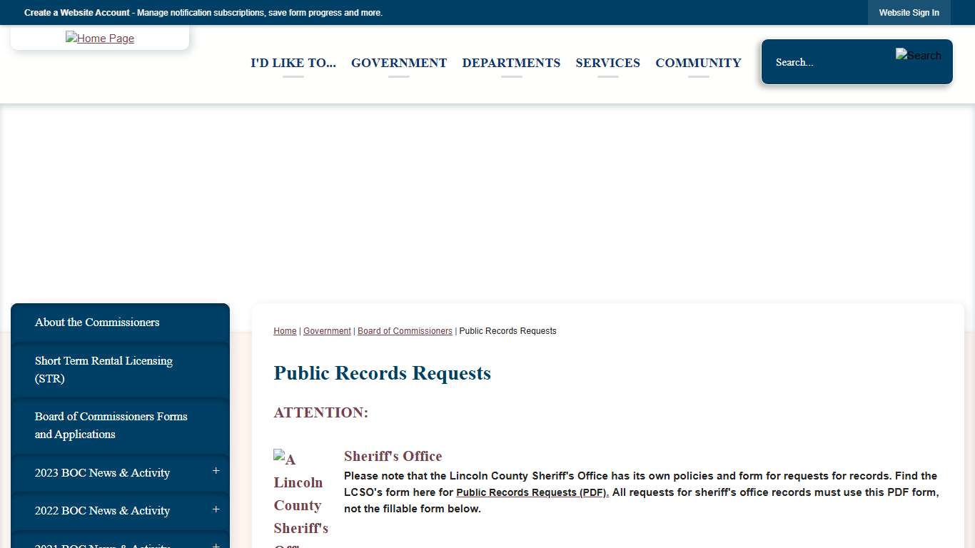 Public Records Requests Lincoln County, OR